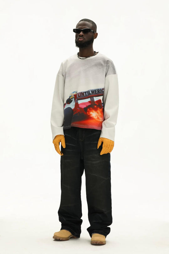 UNTILWERICH Racing Graphic Waffle Long Sleeve Tee | Face 3 Face