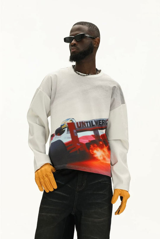 UNTILWERICH Racing Graphic Waffle Long Sleeve Tee | Face 3 Face