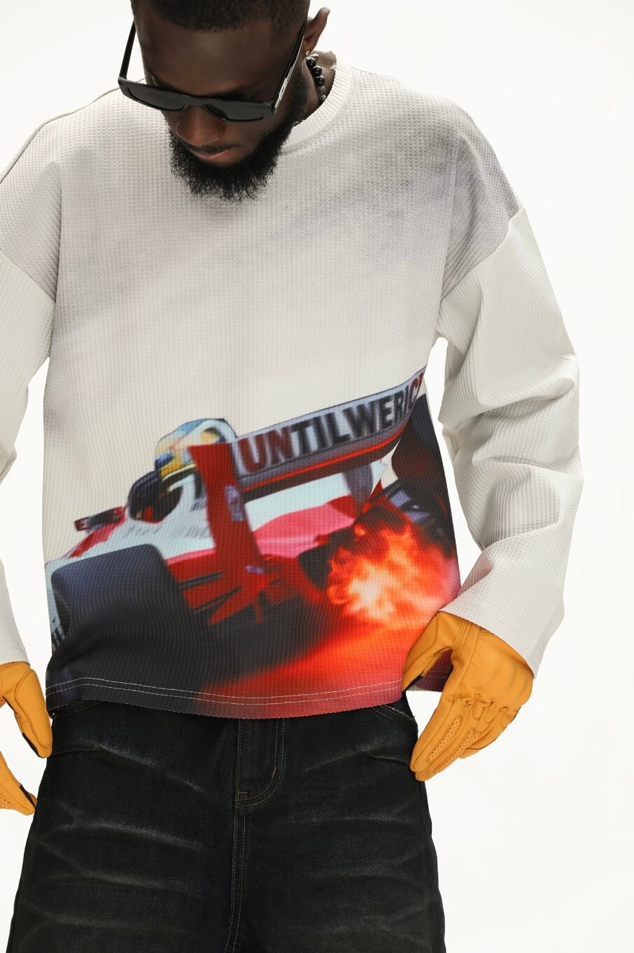 UNTILWERICH Racing Graphic Waffle Long Sleeve Tee | Face 3 Face