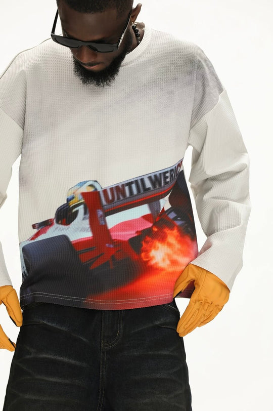 UNTILWERICH Racing Graphic Waffle Long Sleeve Tee | Face 3 Face