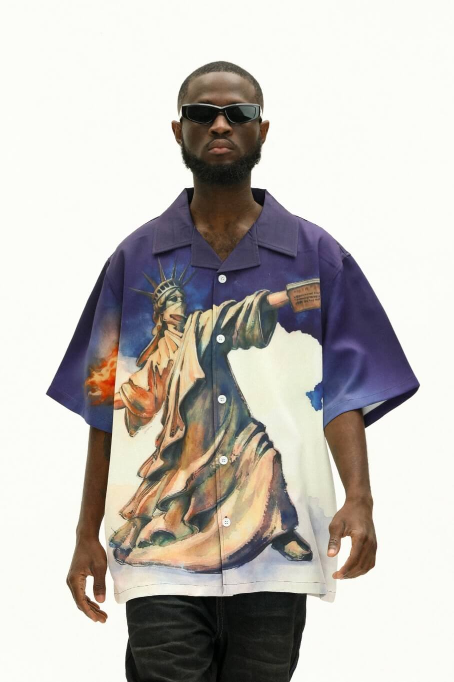 UNTILWERICH Statue of Liberty Graphic Short Sleeve Shirt | Face 3 Face