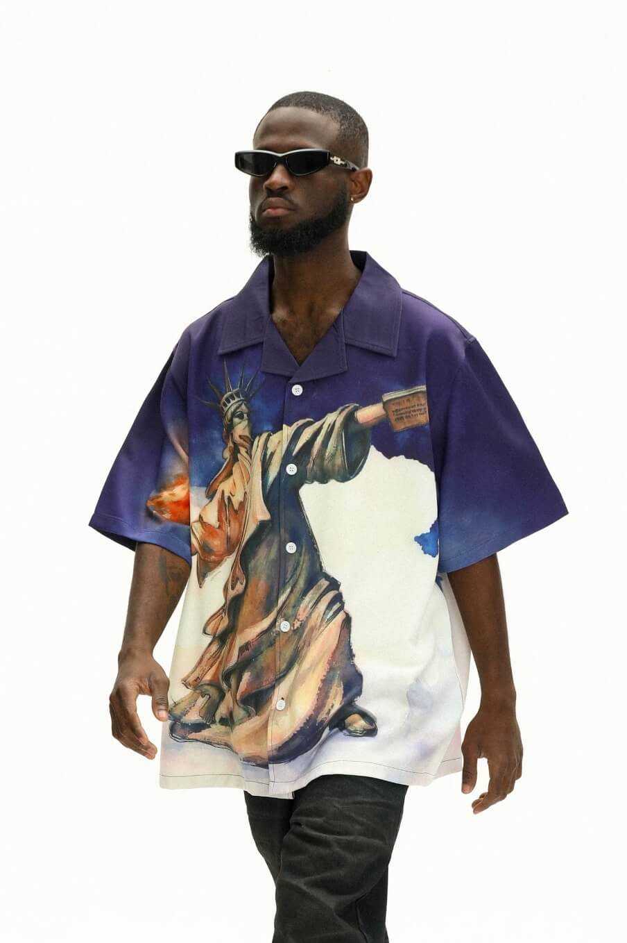 UNTILWERICH Statue of Liberty Graphic Short Sleeve Shirt | Face 3 Face