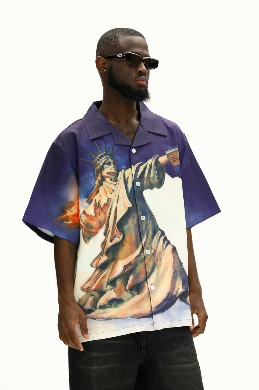 UNTILWERICH Statue of Liberty Graphic Short Sleeve Shirt | Face 3 Face