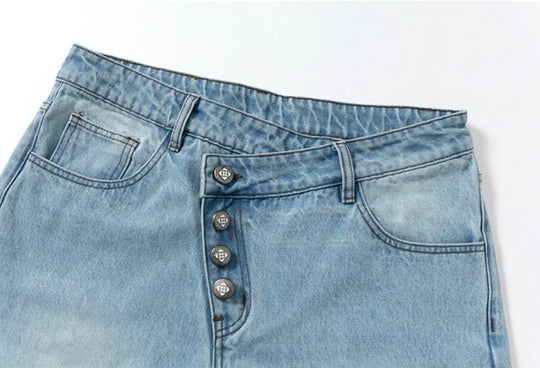 YADcrew Crossover Waist Washed Jeans | Face 3 Face