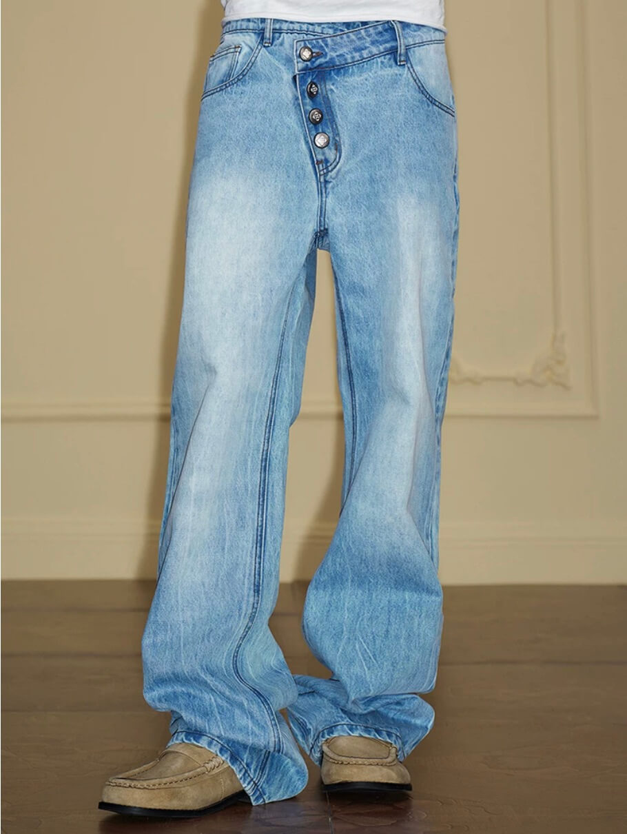 YADcrew Crossover Waist Washed Jeans | Face 3 Face