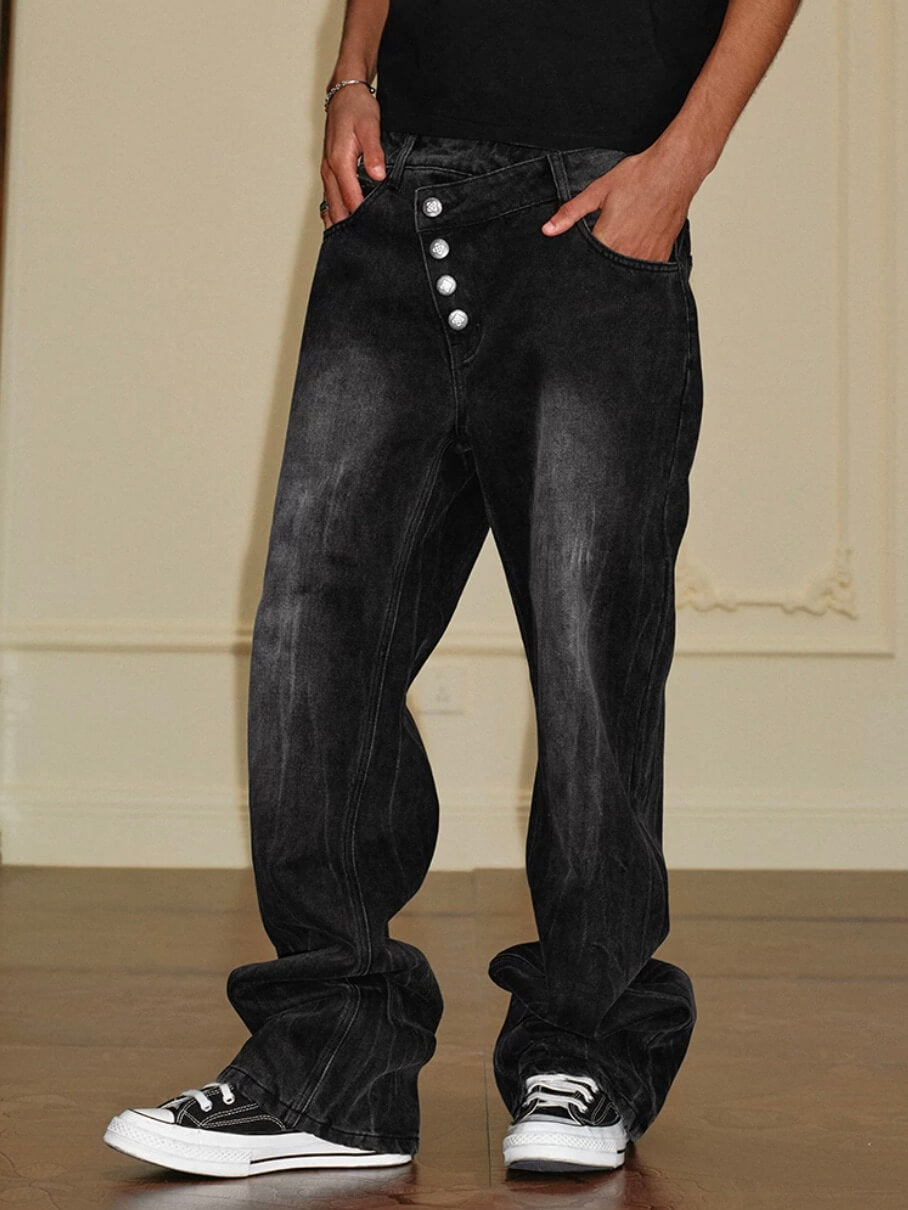 YADcrew Crossover Waist Washed Jeans | Face 3 Face