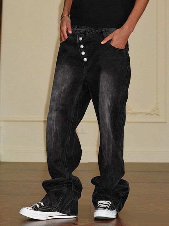 YADcrew Crossover Waist Washed Jeans | Face 3 Face