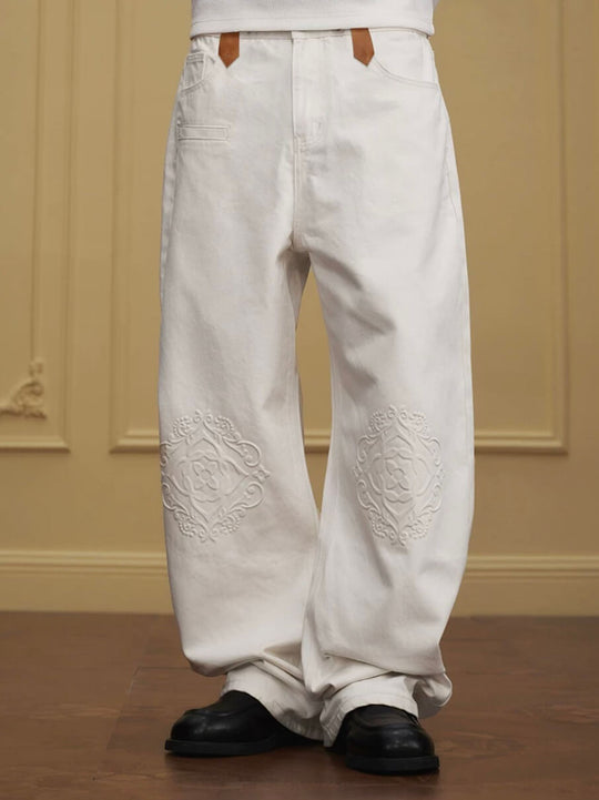 YADcrew Embossed Knee Leather Belt Loop Jeans | Face 3 Face