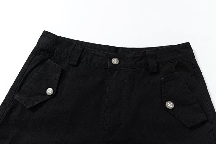 YADcrew Washed Double Pocket Wide Leg Cargo Pants | Face 3 Face