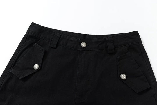 YADcrew Washed Double Pocket Wide Leg Cargo Pants | Face 3 Face
