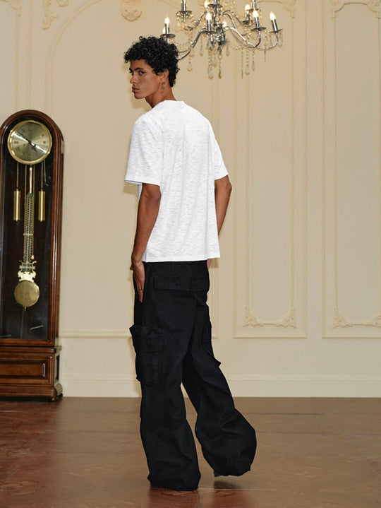 YADcrew Washed Double Pocket Wide Leg Cargo Pants | Face 3 Face