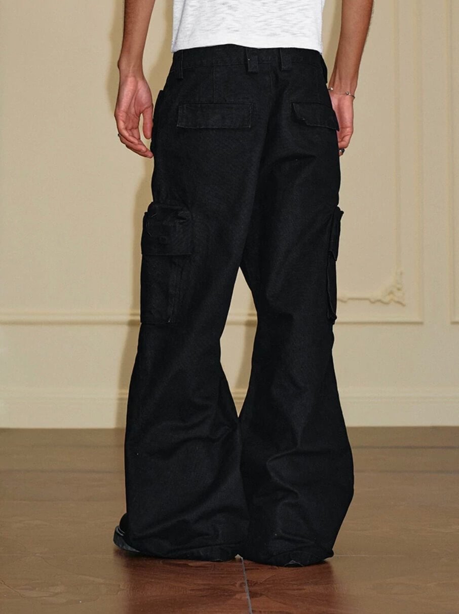 YADcrew Washed Double Pocket Wide Leg Cargo Pants | Face 3 Face