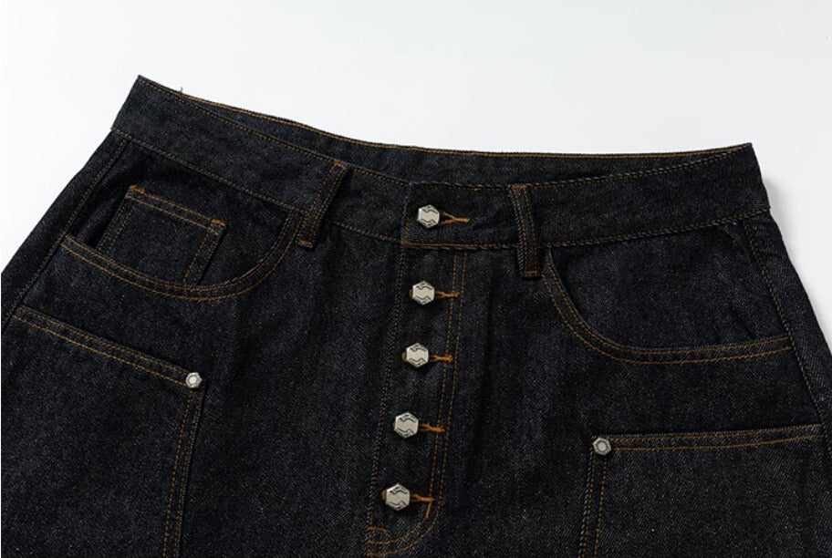 YADcrew Double Knee Denim Baggy Below Knee Shorts | Face 3 Face