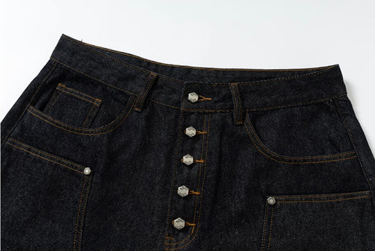 YADcrew Double Knee Denim Baggy Below Knee Shorts | Face 3 Face