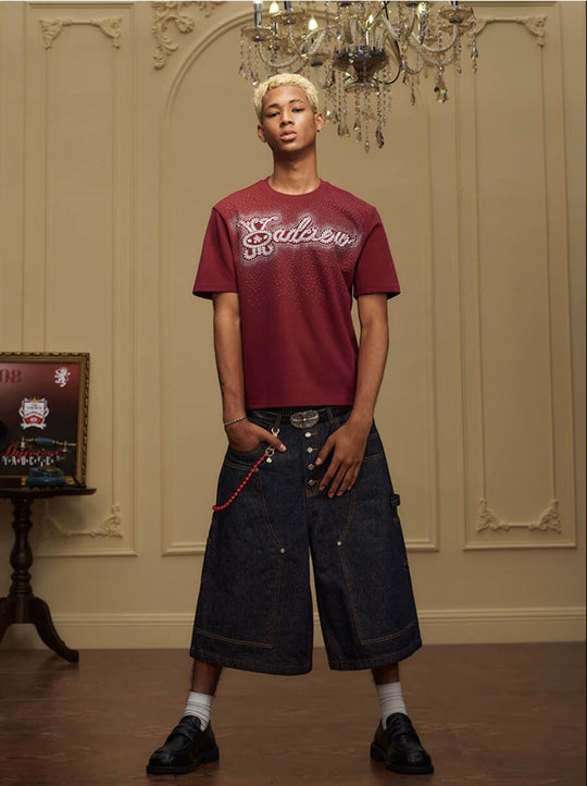 YADcrew Double Knee Denim Baggy Below Knee Shorts | Face 3 Face