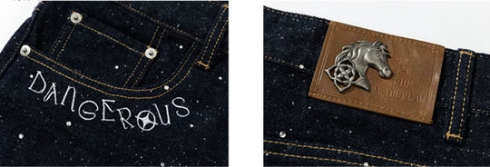 YADcrew All Over Starry Rhinestone Loose Fit Jeans | Face 3 Face