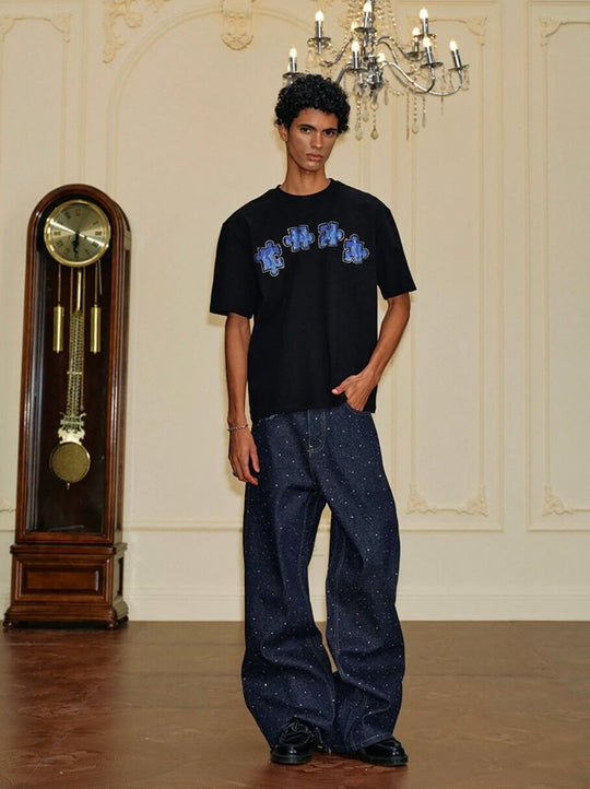 YADcrew All Over Starry Rhinestone Loose Fit Jeans | Face 3 Face