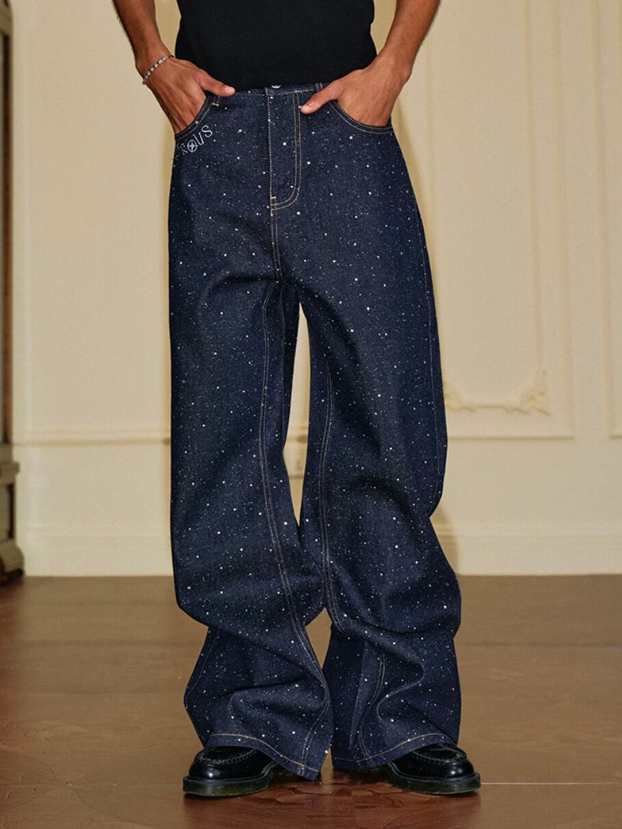 YADcrew All Over Starry Rhinestone Loose Fit Jeans | Face 3 Face