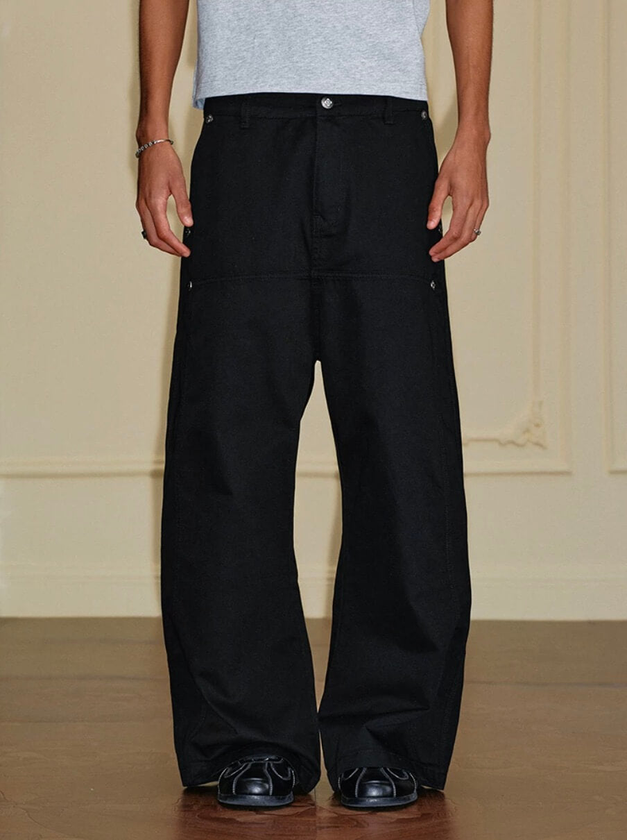 YADcrew Deconstructed Drop Crotch Loose Fit Wide Leg Work Pants | Face 3 Face