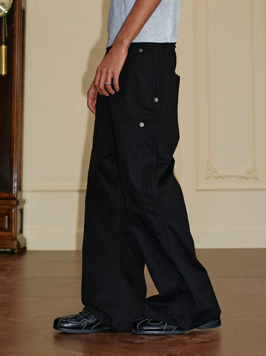 YADcrew Deconstructed Drop Crotch Loose Fit Wide Leg Work Pants | Face 3 Face