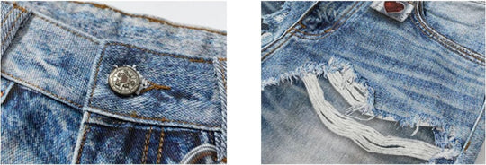 YADcrew Vintage Distressed Denim Print Loose Fit Wide Leg Jeans | Face 3 Face