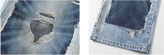 YADcrew Vintage Distressed Denim Print Loose Fit Wide Leg Jeans | Face 3 Face