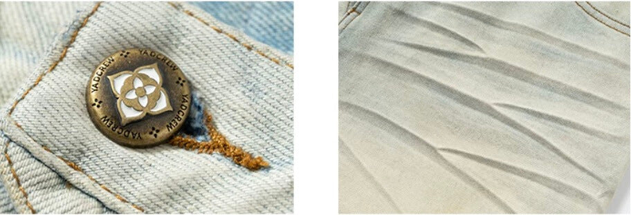 YADcrew Heavy Wash Distressed Cross Motif Button Jeans | Face 3 Face