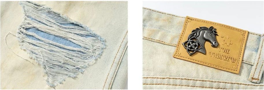 YADcrew Heavy Wash Distressed Cross Motif Button Jeans | Face 3 Face