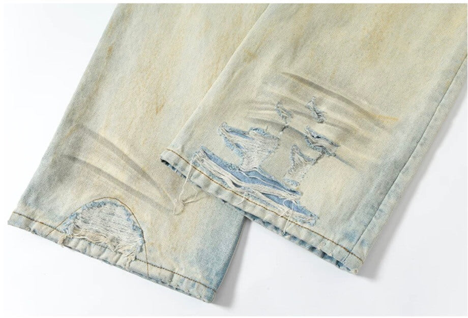 YADcrew Heavy Wash Distressed Cross Motif Button Jeans | Face 3 Face