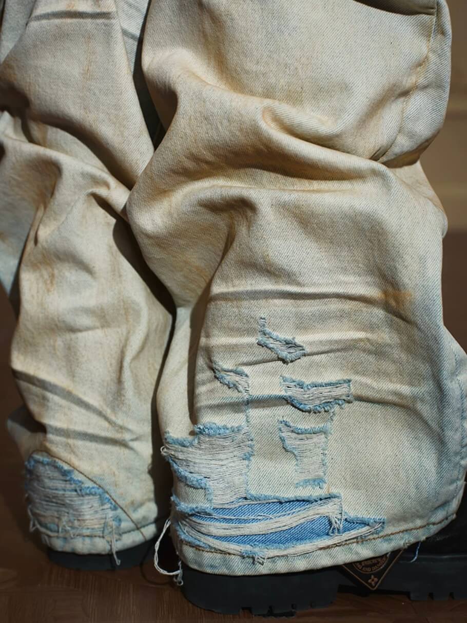 YADcrew Heavy Wash Distressed Cross Motif Button Jeans | Face 3 Face