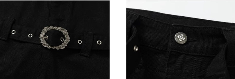 YADcrew Double Floral Buckle Belted Flared Pants | Face 3 Face