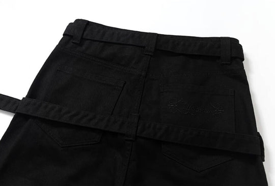 YADcrew Double Floral Buckle Belted Flared Pants | Face 3 Face