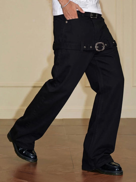 YADcrew Double Floral Buckle Belted Flared Pants | Face 3 Face