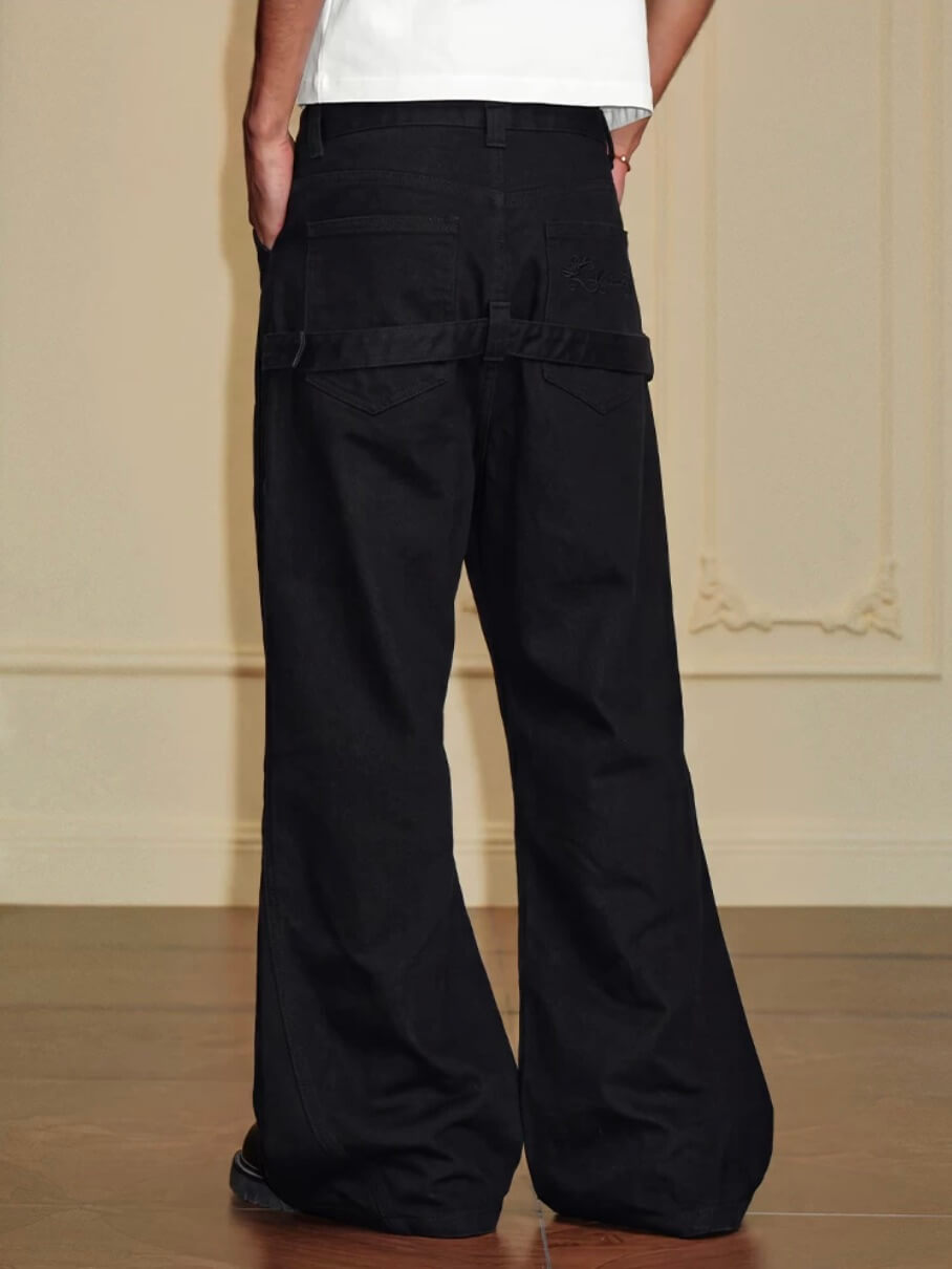 YADcrew Double Floral Buckle Belted Flared Pants | Face 3 Face