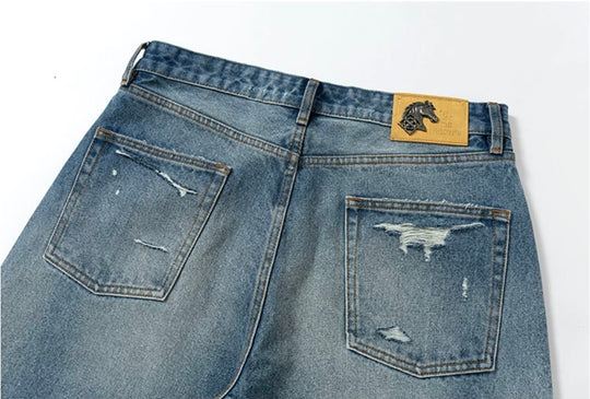 YADcrew Vintage Whiskered Washed Distressed Jeans | Face 3 Face
