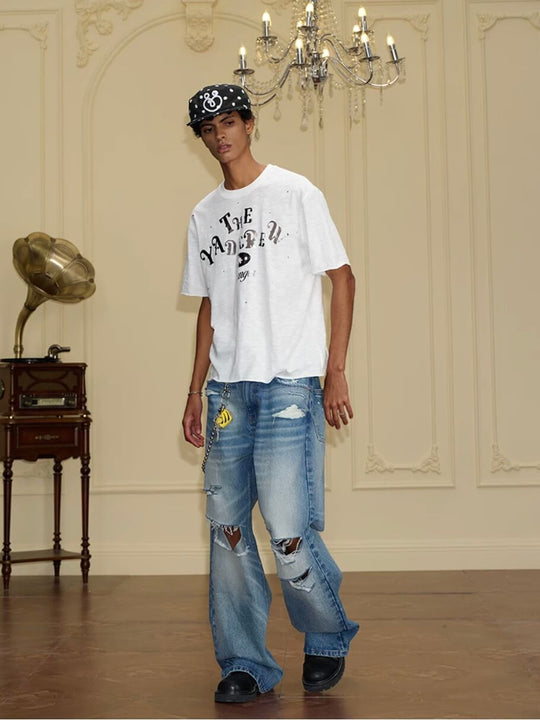 YADcrew Vintage Whiskered Washed Distressed Jeans | Face 3 Face