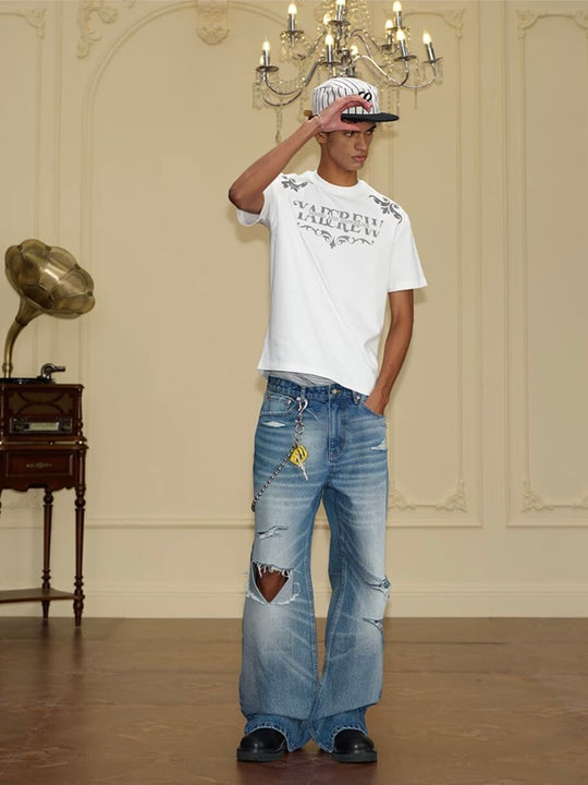 YADcrew Vintage Whiskered Washed Distressed Jeans | Face 3 Face