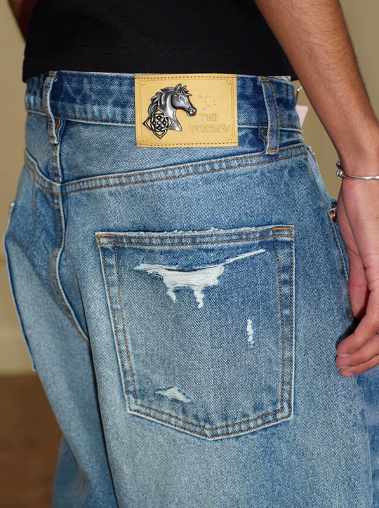 YADcrew Vintage Whiskered Washed Distressed Jeans | Face 3 Face