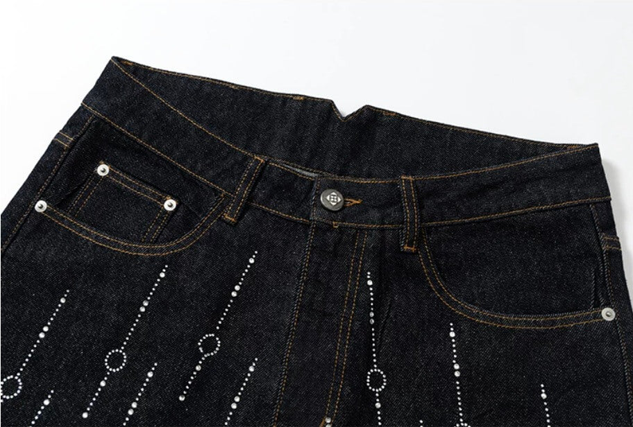 YADcrew Galaxy All Over Rhinestone Denim Shorts | Face 3 Face