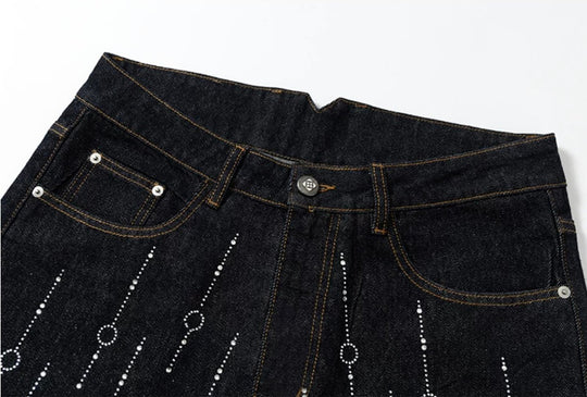 YADcrew Galaxy All Over Rhinestone Denim Shorts | Face 3 Face