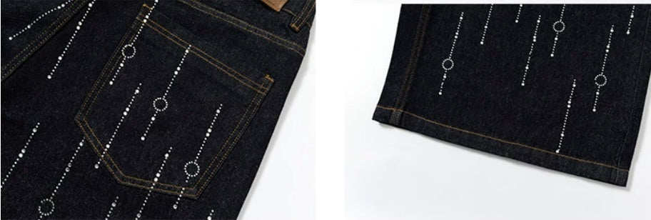 YADcrew Galaxy All Over Rhinestone Denim Shorts | Face 3 Face