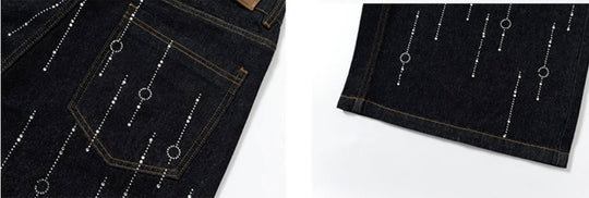 YADcrew Galaxy All Over Rhinestone Denim Shorts | Face 3 Face