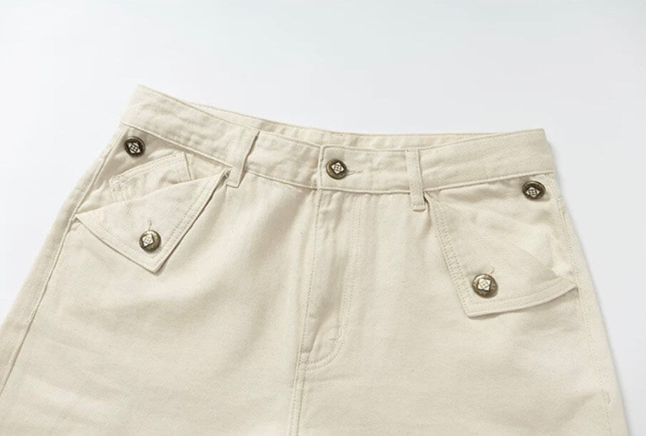 YADcrew Fold Over Button Flap Pocket Washed Jeans | Face 3 Face