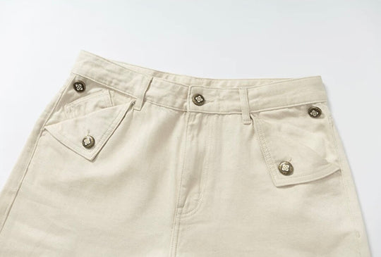 YADcrew Fold Over Button Flap Pocket Washed Jeans | Face 3 Face