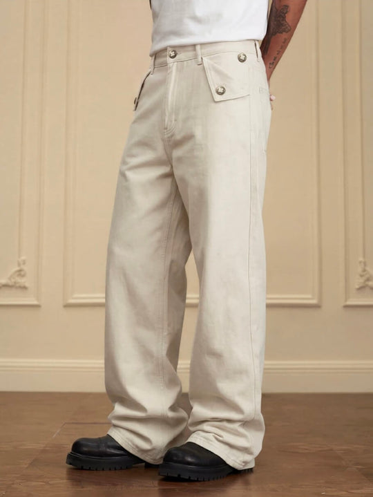 YADcrew Fold Over Button Flap Pocket Washed Jeans | Face 3 Face