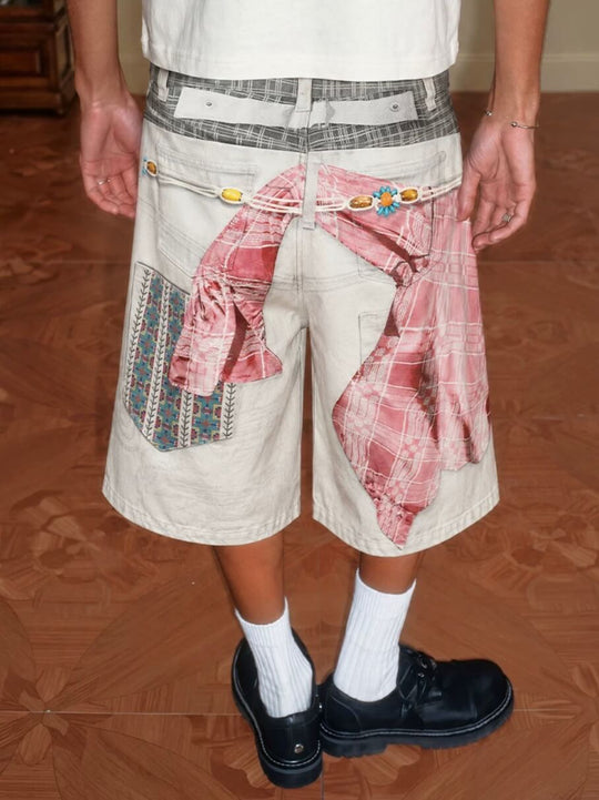 YADcrew 3D Digital Print Double Waist Baggy Shorts | Face 3 Face