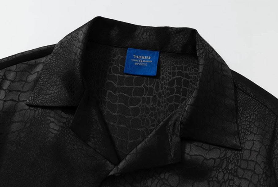 YADcrew Python Pattern Satin Short Sleeve Shirt | Face 3 Face