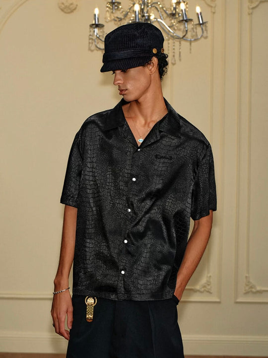 YADcrew Python Pattern Satin Short Sleeve Shirt | Face 3 Face