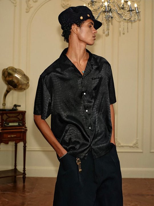 YADcrew Python Pattern Satin Short Sleeve Shirt | Face 3 Face