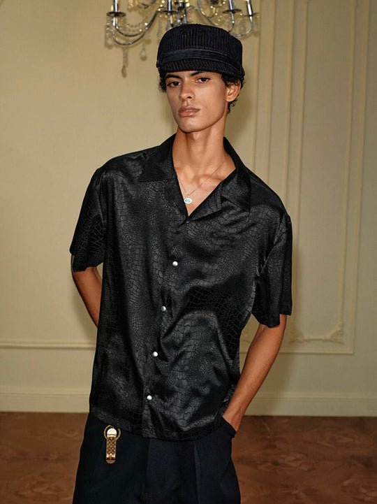 YADcrew Python Pattern Satin Short Sleeve Shirt | Face 3 Face